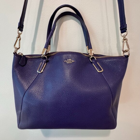 Coach Kelsey Pebbled Leather Satchel | Purple Violet | Crossbody Option 💜 - Picture 1 of 15